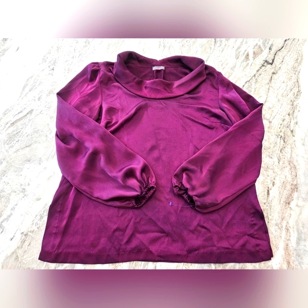 Vince Camuto Berry Purple Blouse Size Large Balloon Sleeve Work Top